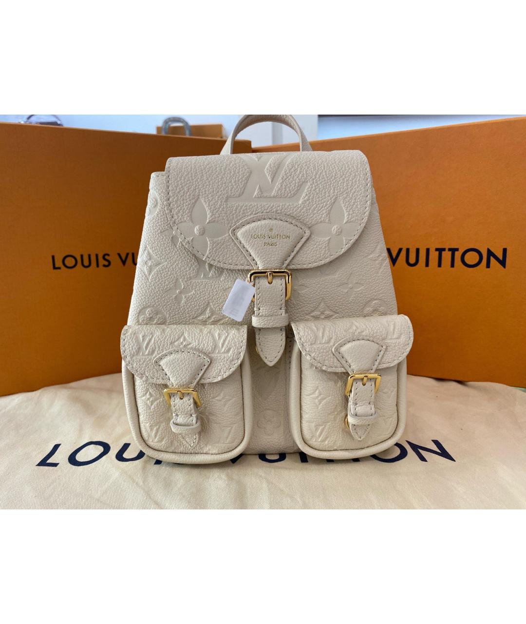 LOUIS VUITTON Бежевый кожаный рюкзак, фото 10