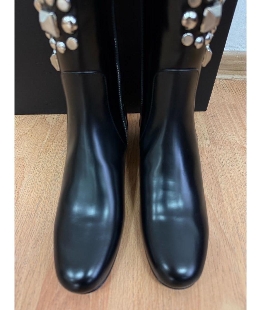 SAINT LAURENT Черные кожаные сапоги, фото 6