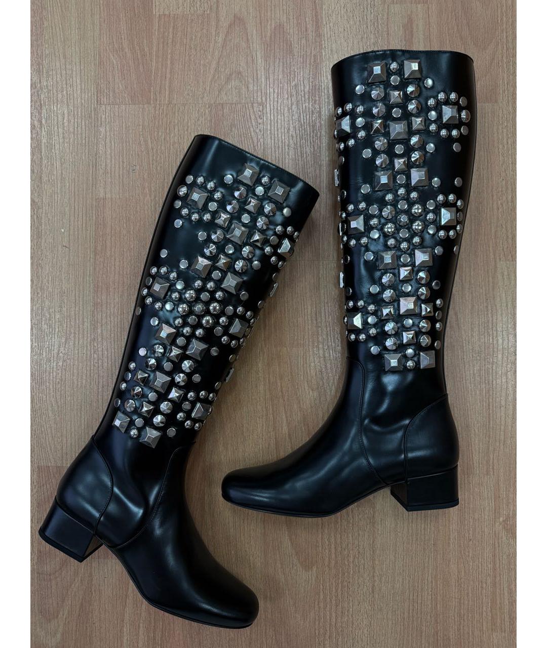 SAINT LAURENT Черные кожаные сапоги, фото 2
