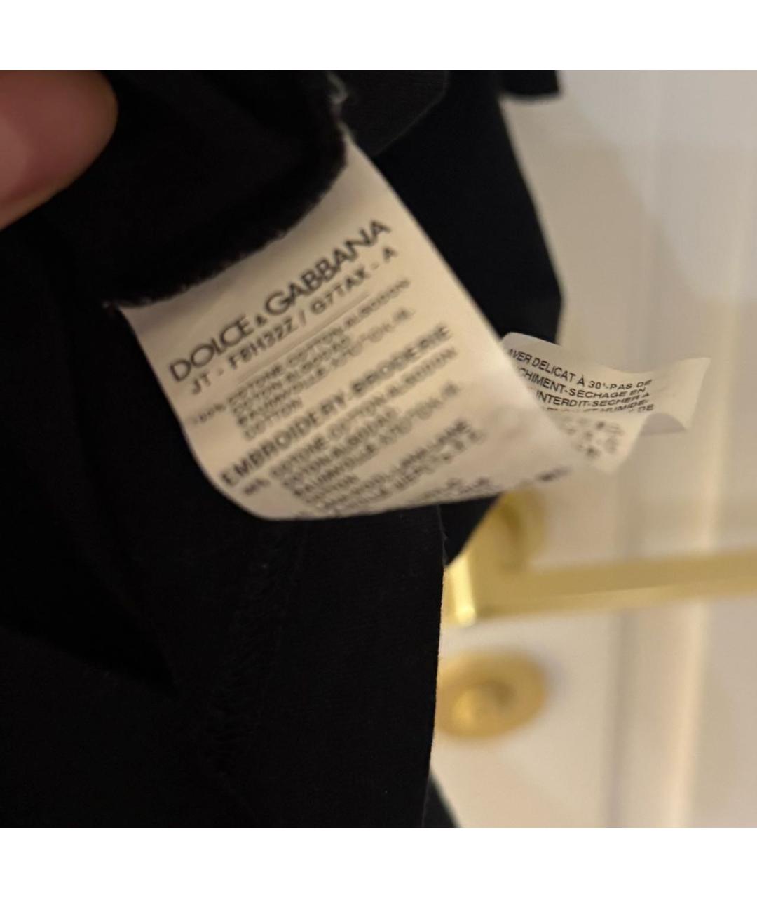 DOLCE&GABBANA Черная хлопковая футболка, фото 3