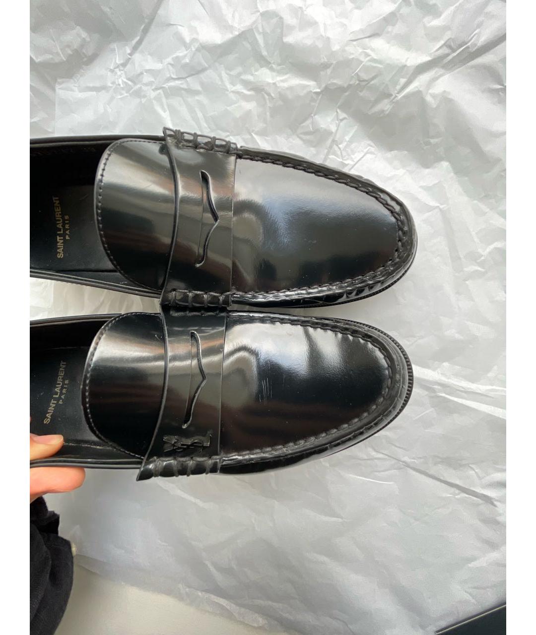 SAINT LAURENT Черные лоферы из лакированной кожи, фото 7
