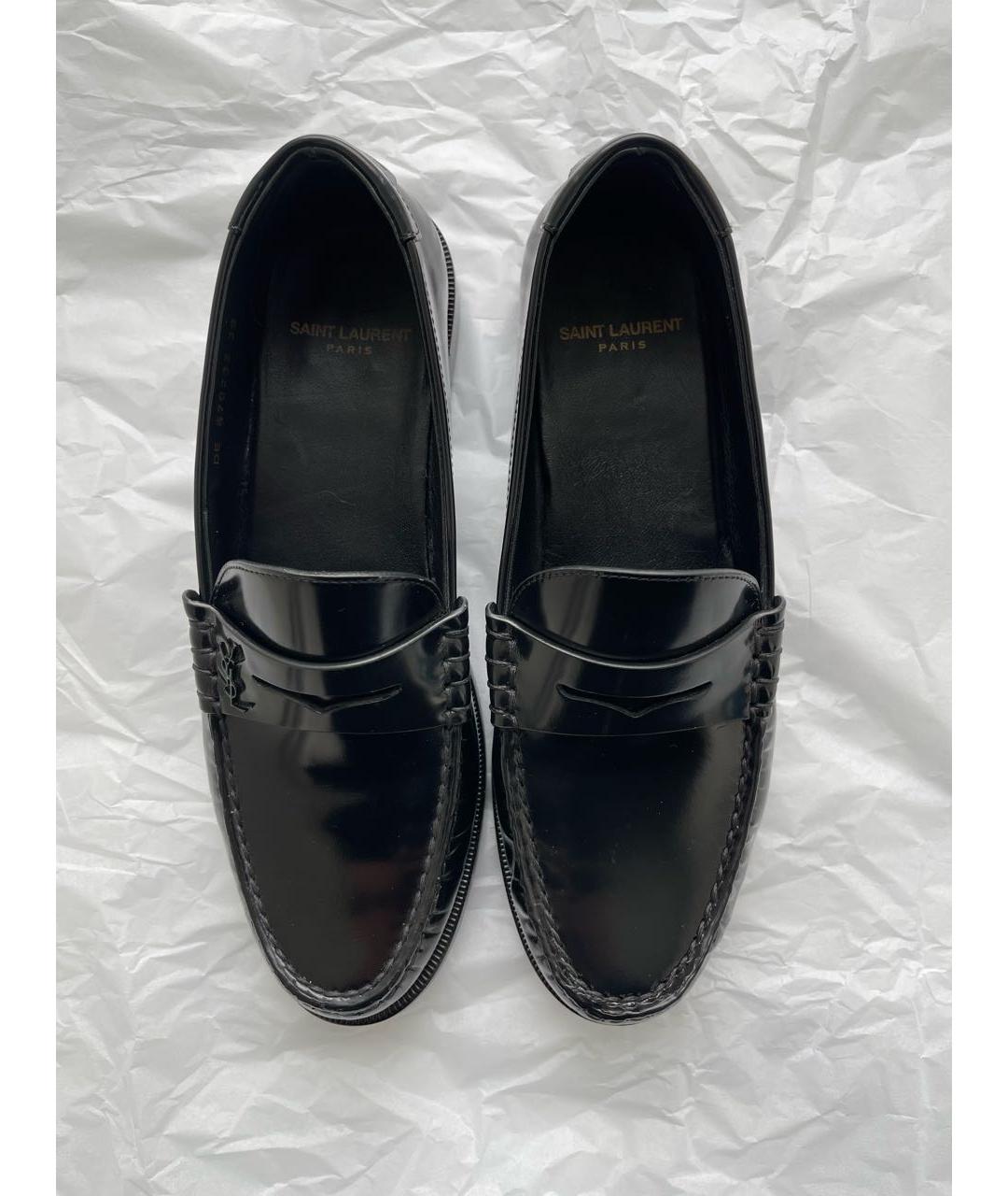 SAINT LAURENT Черные лоферы из лакированной кожи, фото 5