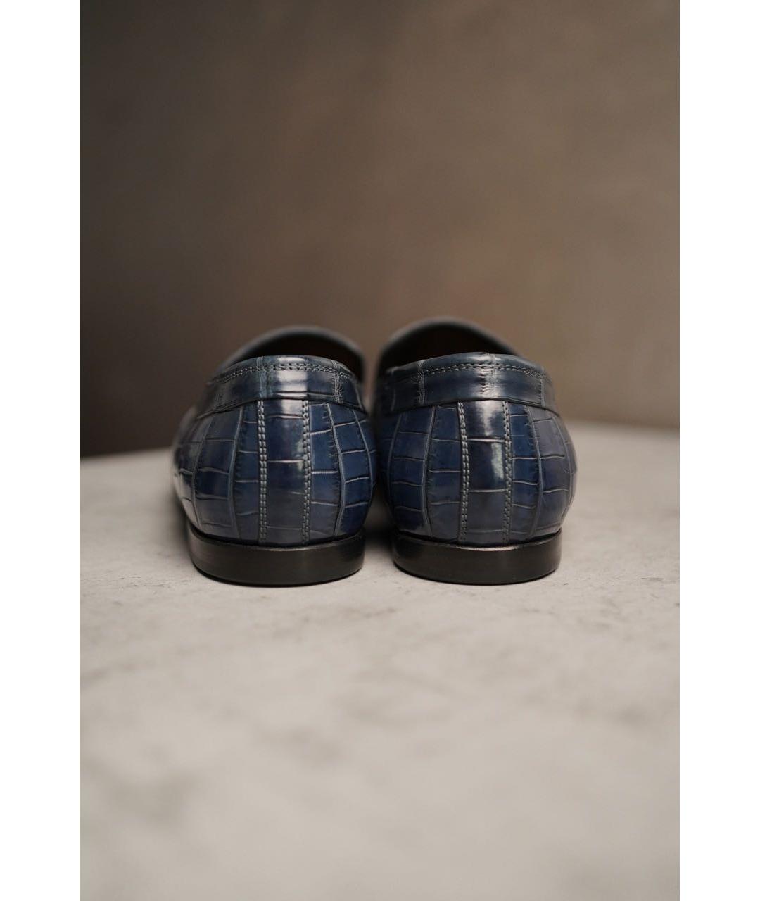 DOLCE&GABBANA Темно-синие лоферы из кожи крокодила, фото 4