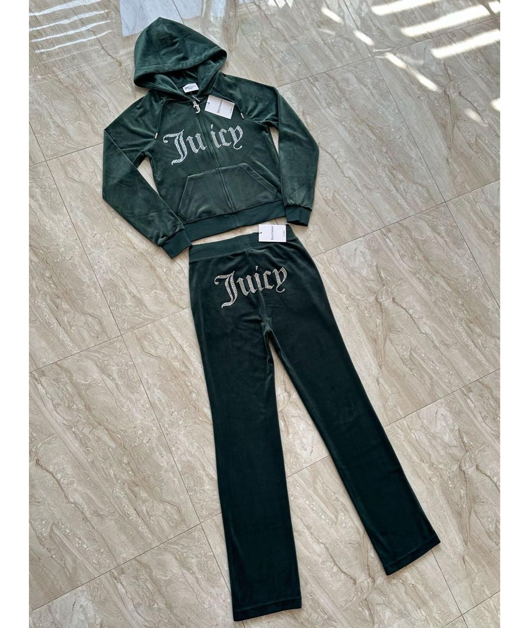 JUICY COUTURE Зеленый велюровый спортивные костюмы, фото 3