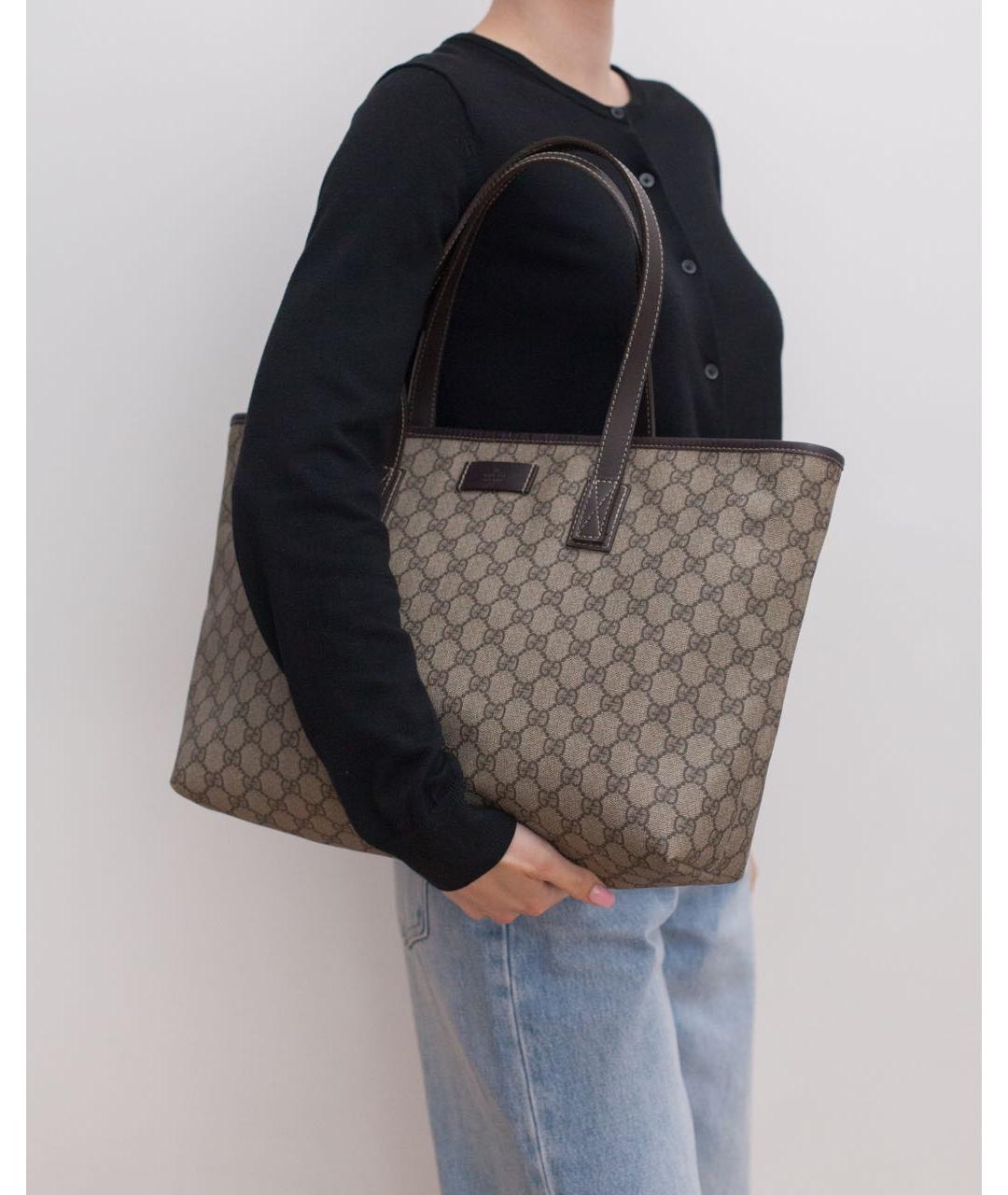 GUCCI Бежевая сумка тоут из канвы, фото 3