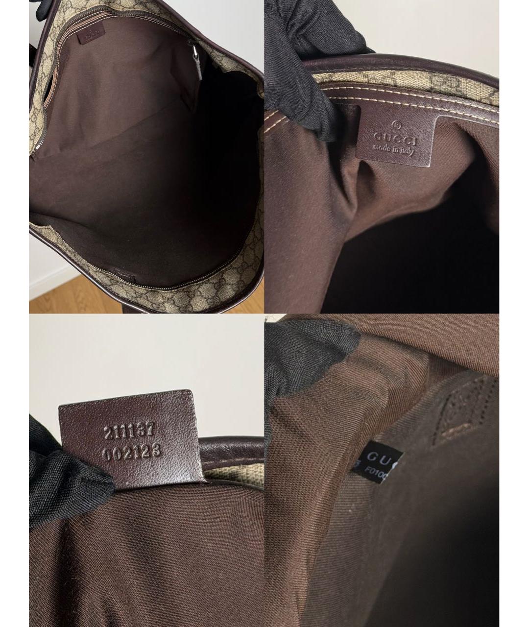 GUCCI Бежевая сумка тоут из канвы, фото 7