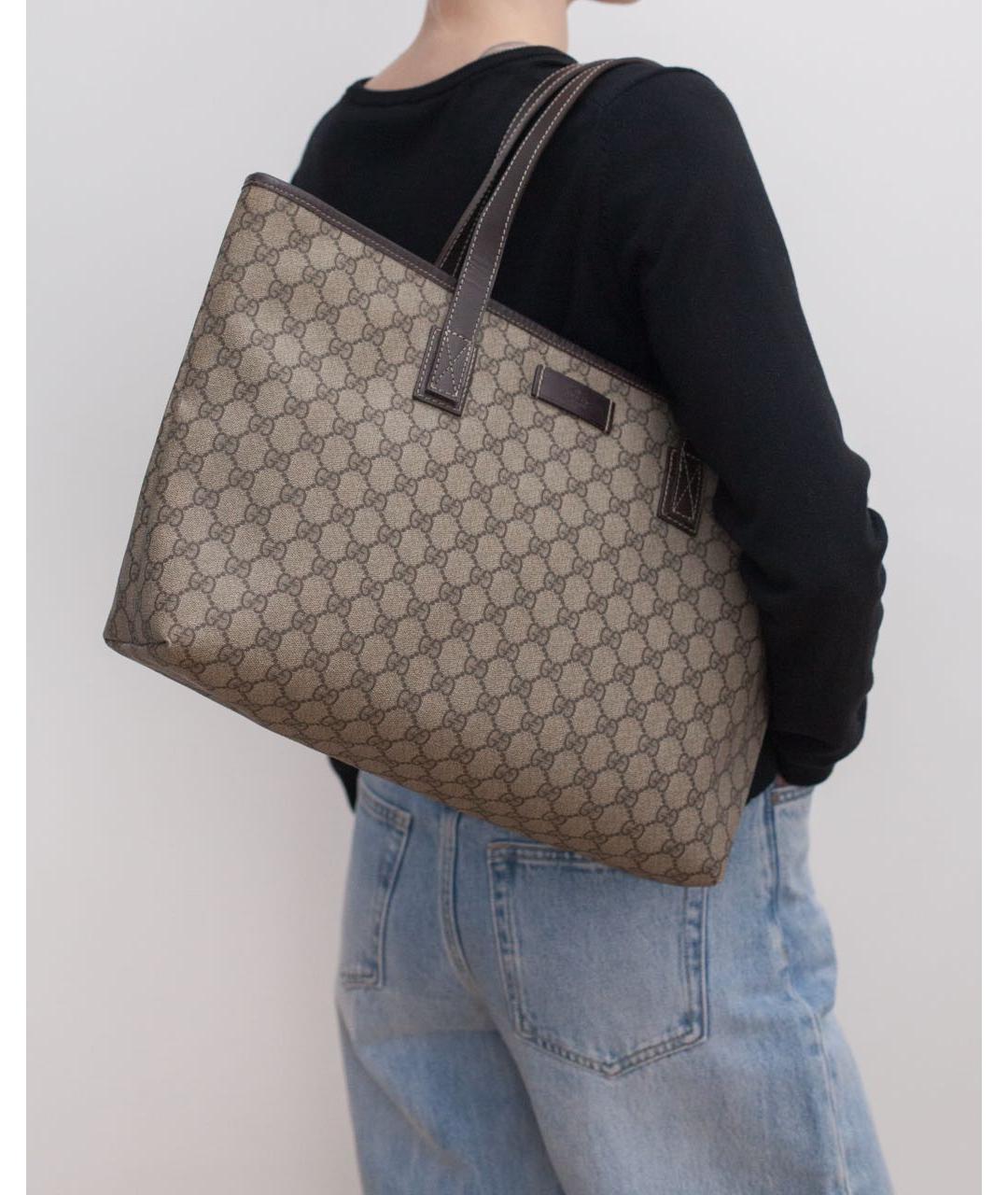 GUCCI Бежевая сумка тоут из канвы, фото 2