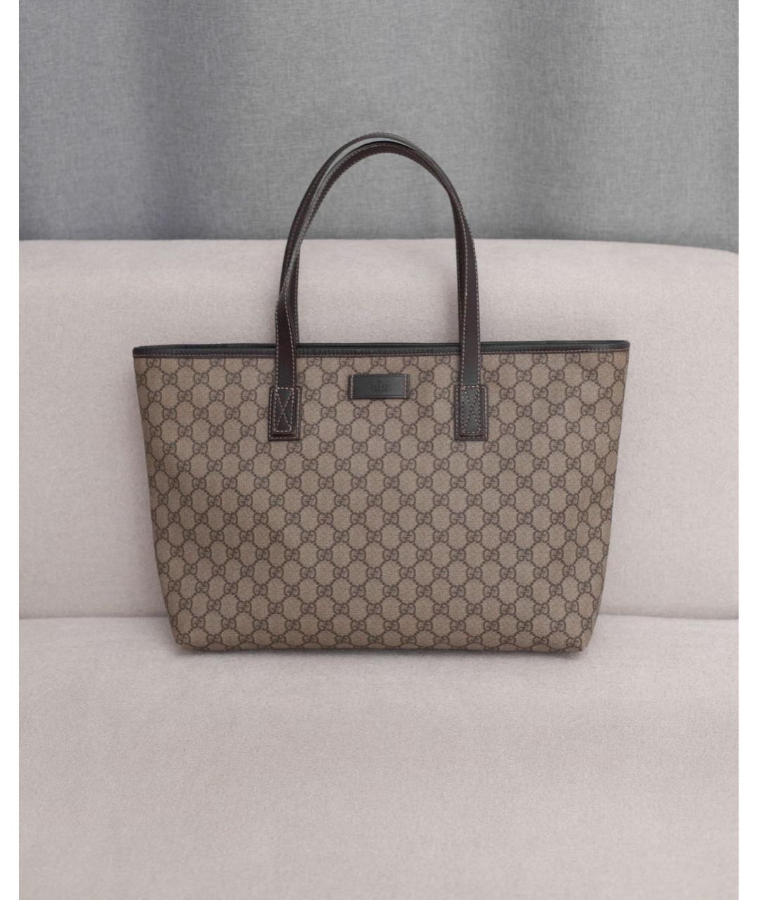 GUCCI Бежевая сумка тоут из канвы, фото 8