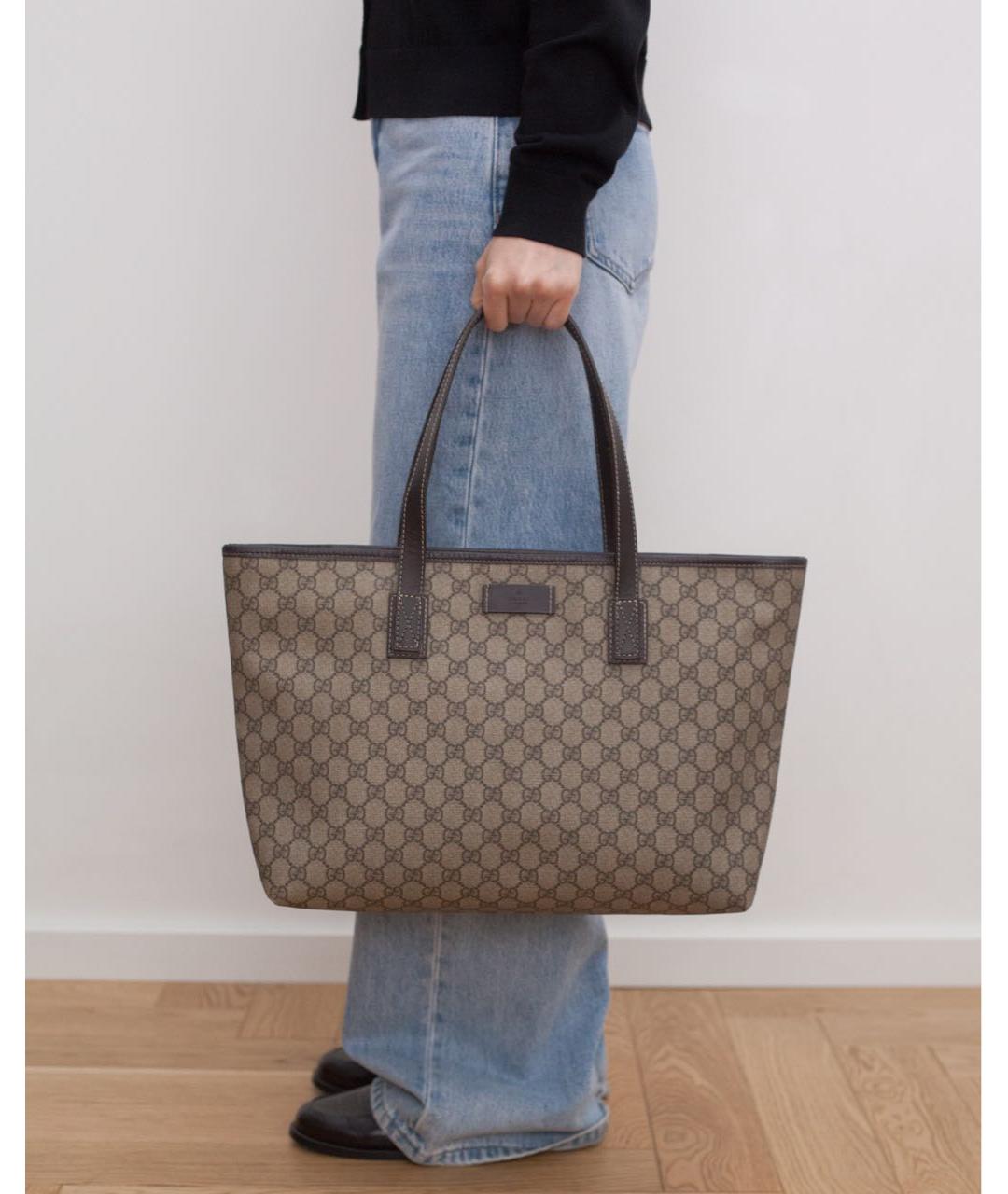 GUCCI Бежевая сумка тоут из канвы, фото 4