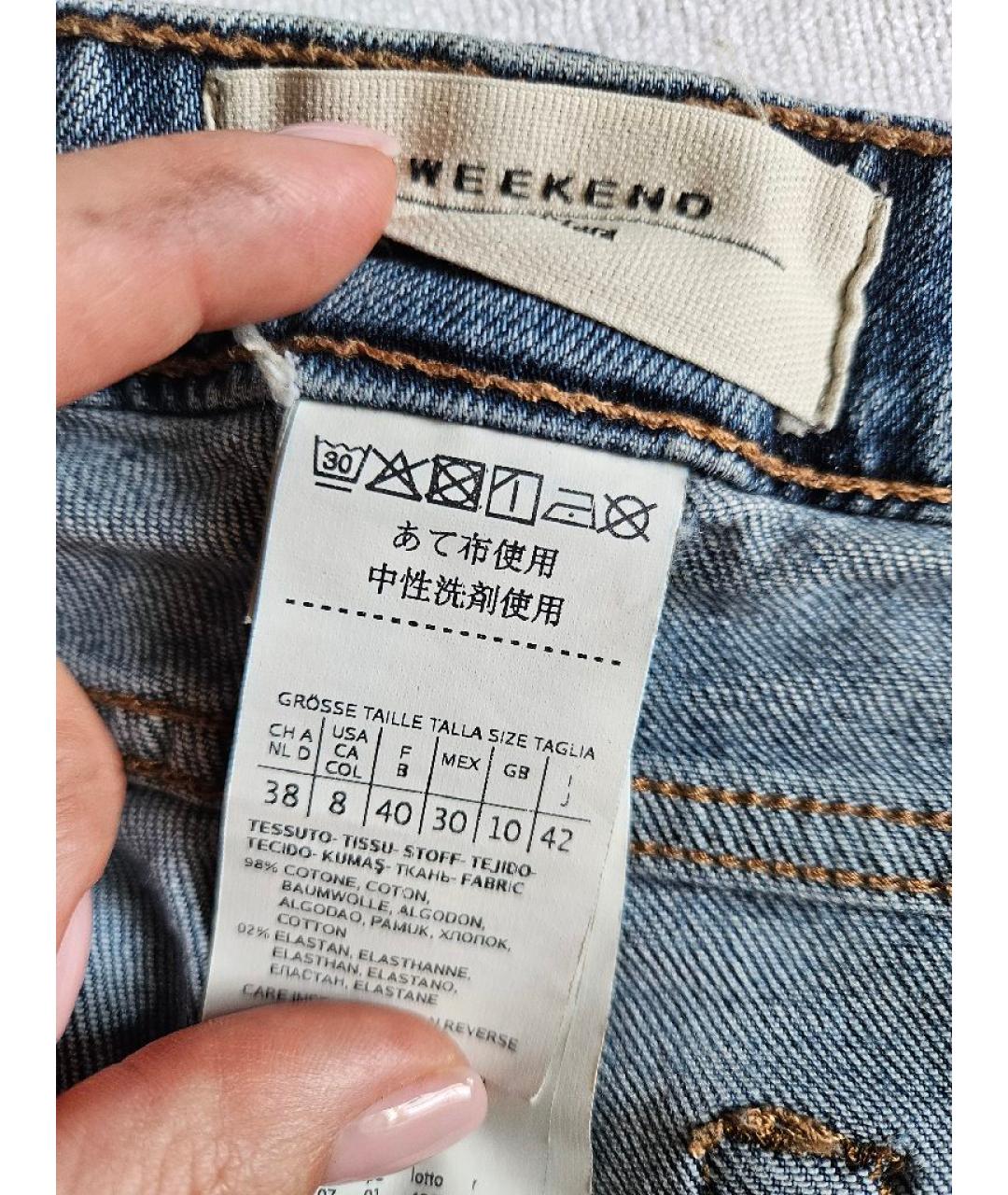WEEKEND MAX MARA Синие хлопковые прямые джинсы, фото 3