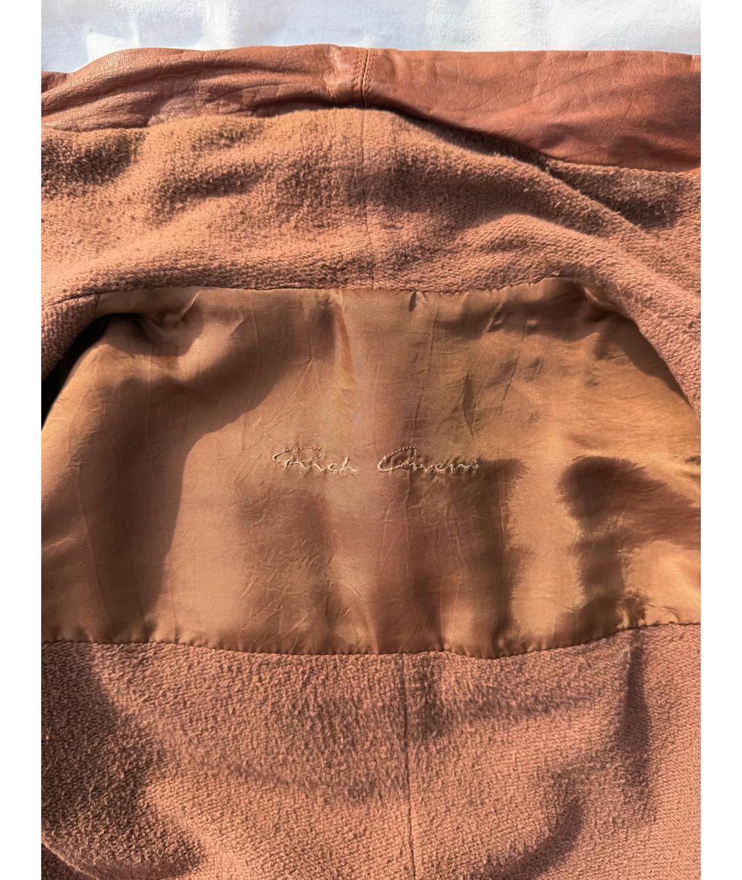 RICK OWENS Коричневая кожаная куртка, фото 3