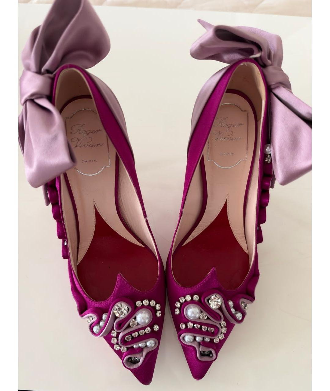 ROGER VIVIER Фуксия текстильные туфли, фото 6