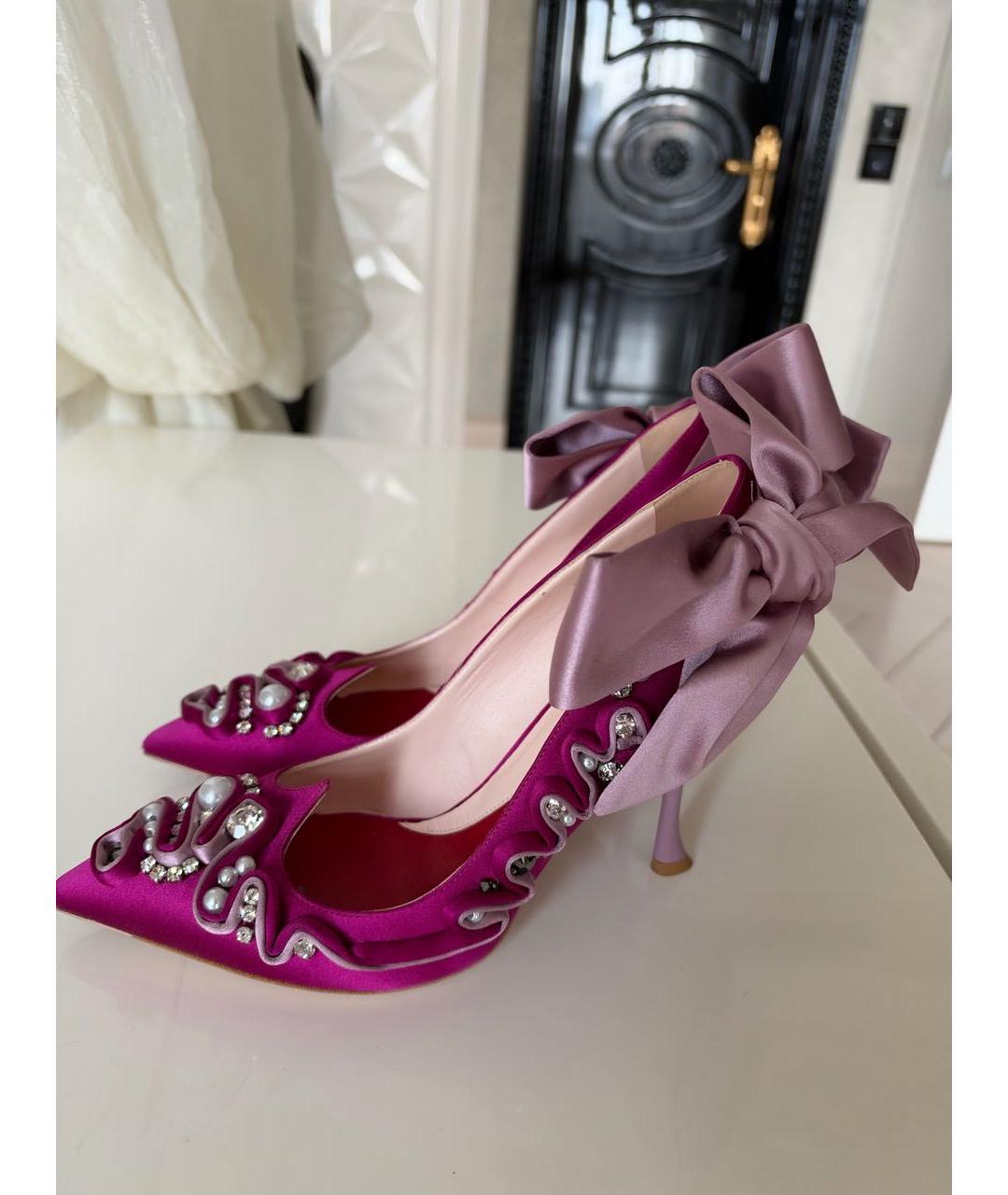 ROGER VIVIER Фуксия текстильные туфли, фото 9
