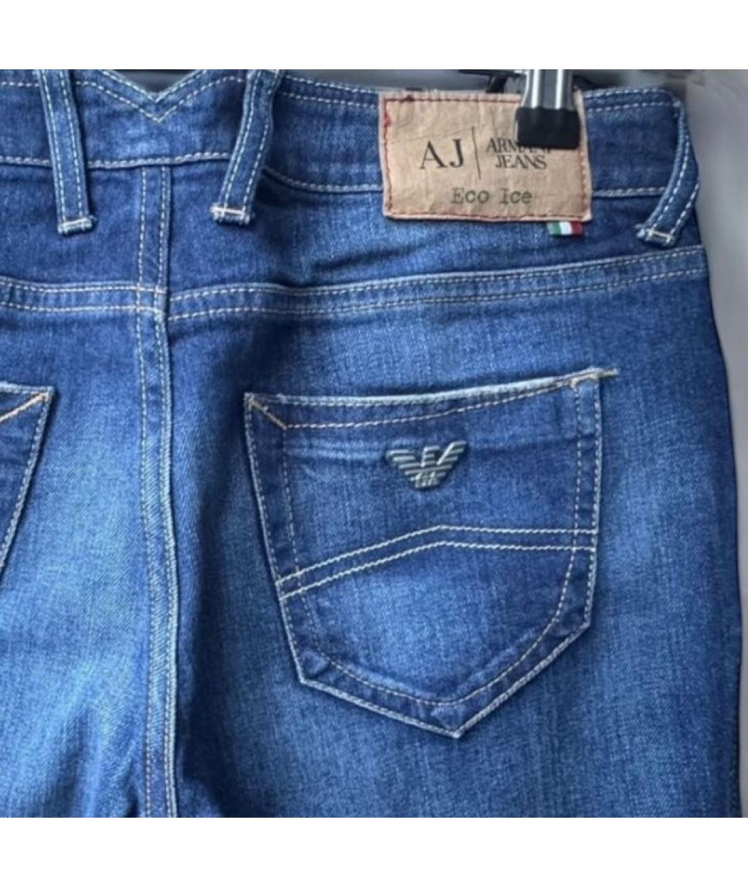 ARMANI JEANS Синие хлопковые прямые джинсы, фото 3