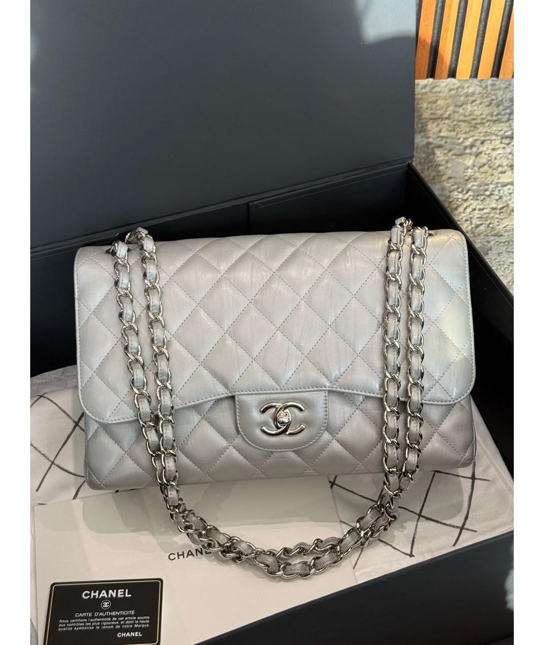 CHANEL Серебряная кожаная сумка через плечо, фото 9