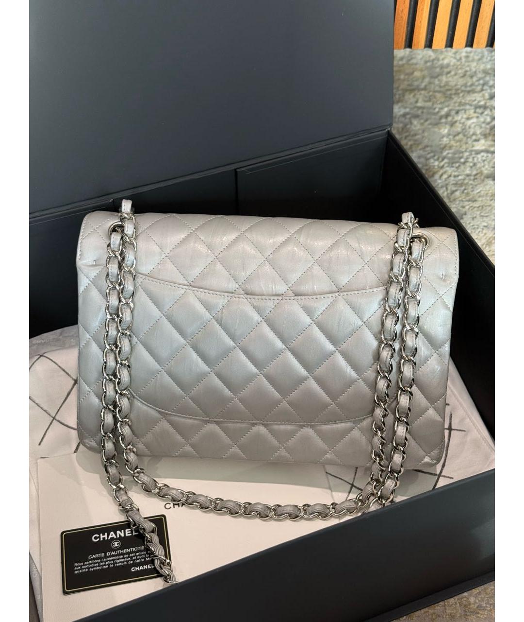 CHANEL Серебряная кожаная сумка через плечо, фото 2