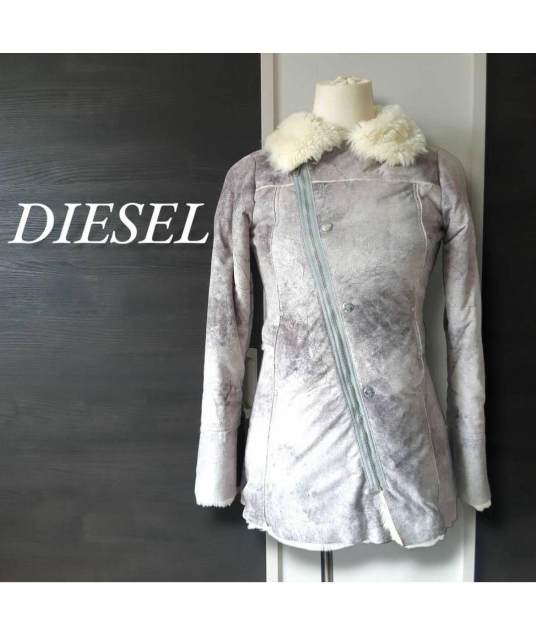 DIESEL Серая полиэстеровая дубленка, фото 7