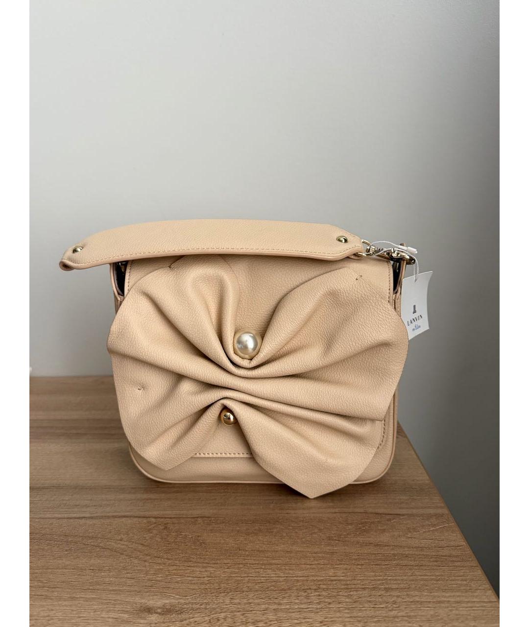 LANVIN Бежевая сумка с короткими ручками из искусственной кожи, фото 8