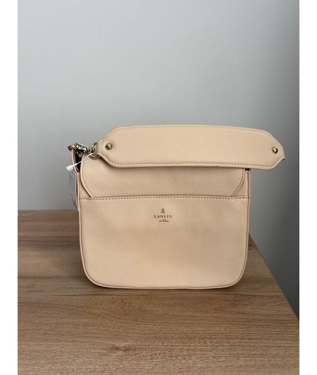 LANVIN Бежевая сумка с короткими ручками из искусственной кожи, фото 3
