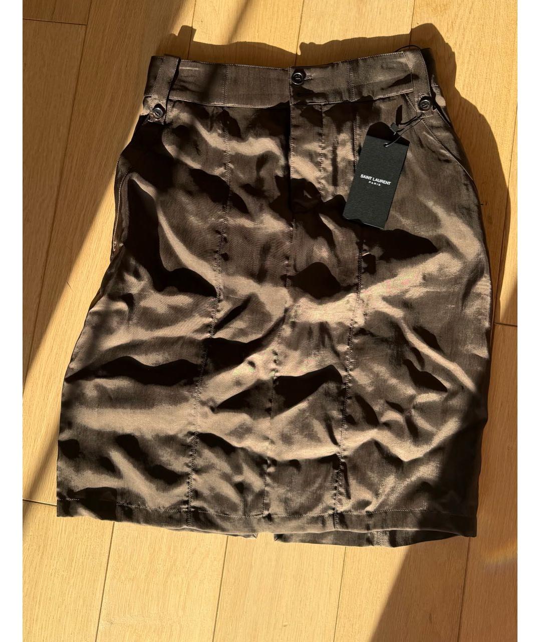 SAINT LAURENT Коричневая юбка миди, фото 4