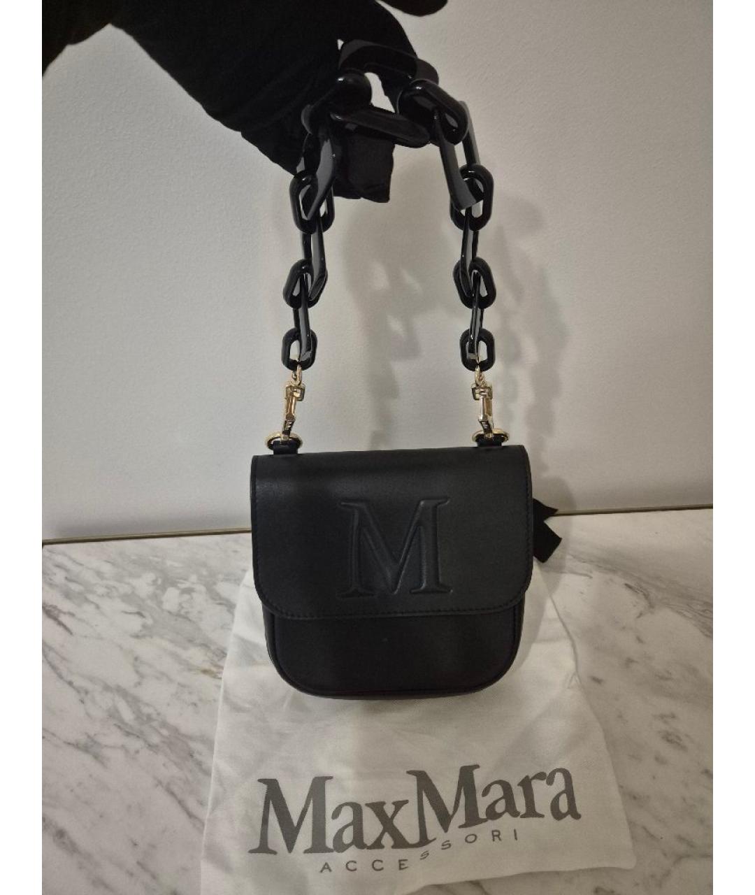 MAX MARA Черная кожаная сумка через плечо, фото 4