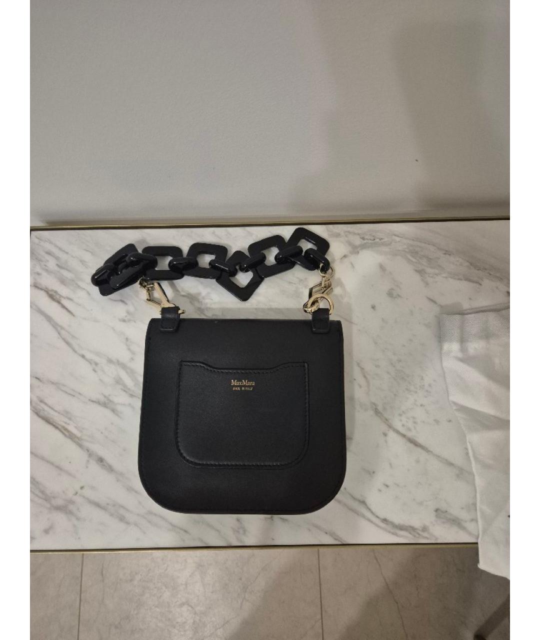 MAX MARA Черная кожаная сумка через плечо, фото 2