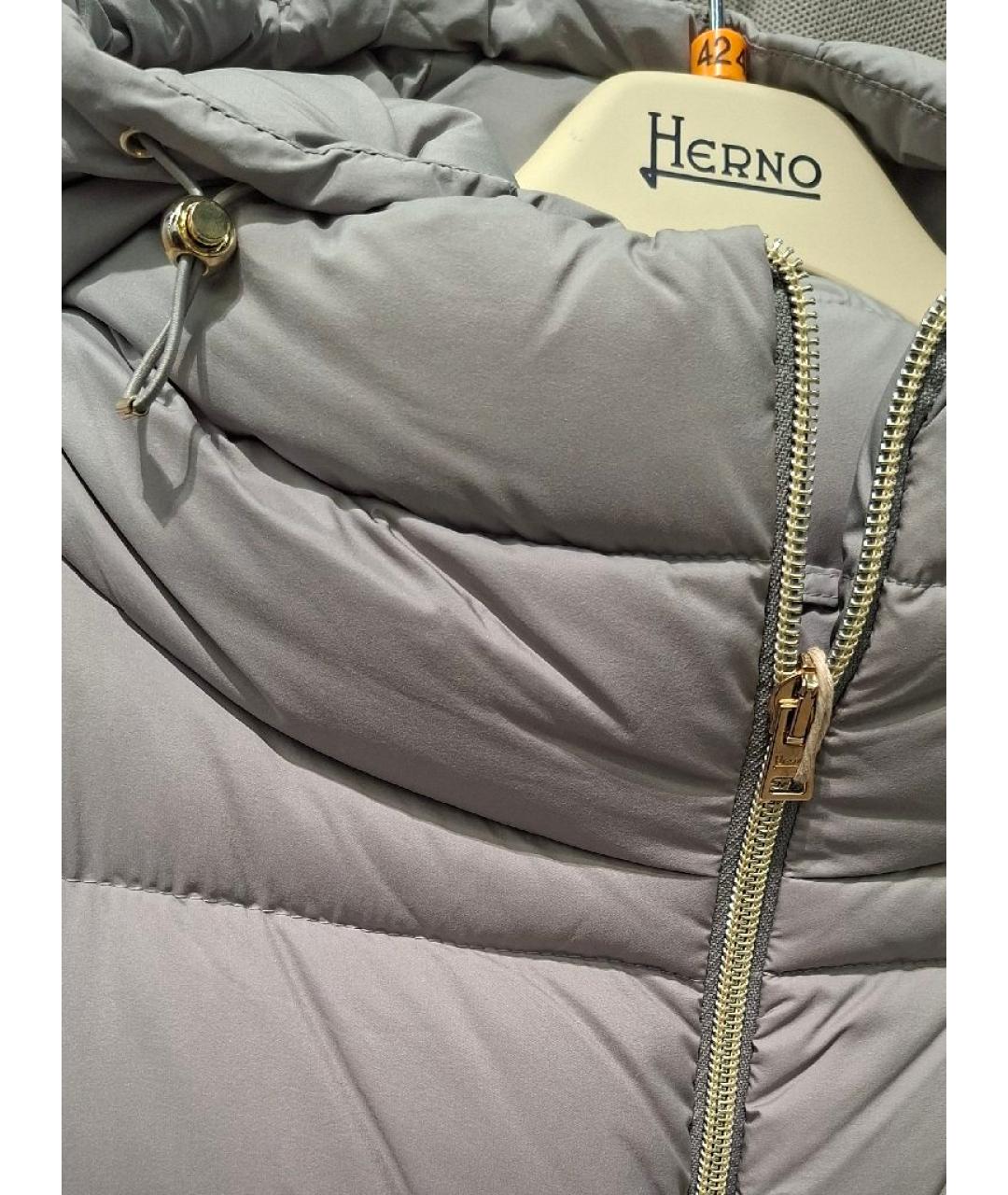 HERNO Серое полиамидовое пальто, фото 5