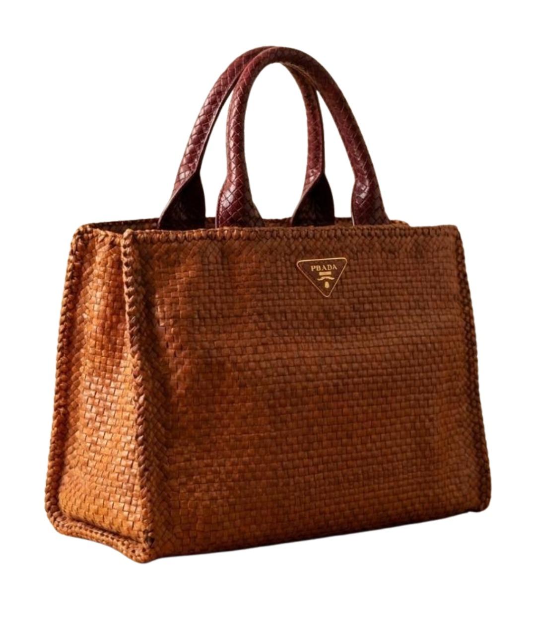 PRADA Оранжевая кожаная сумка тоут, фото 1
