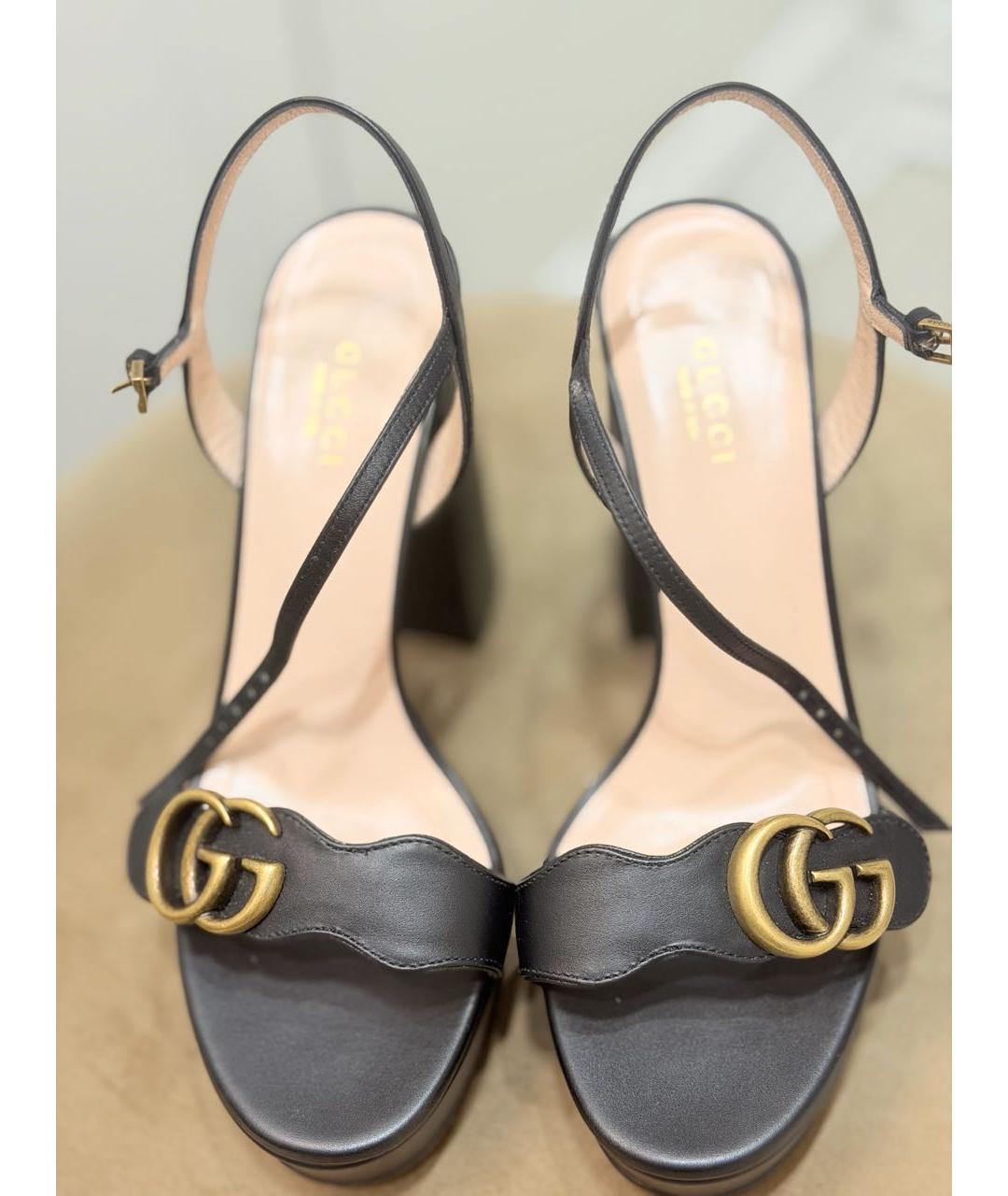 GUCCI Черные кожаные босоножки, фото 2