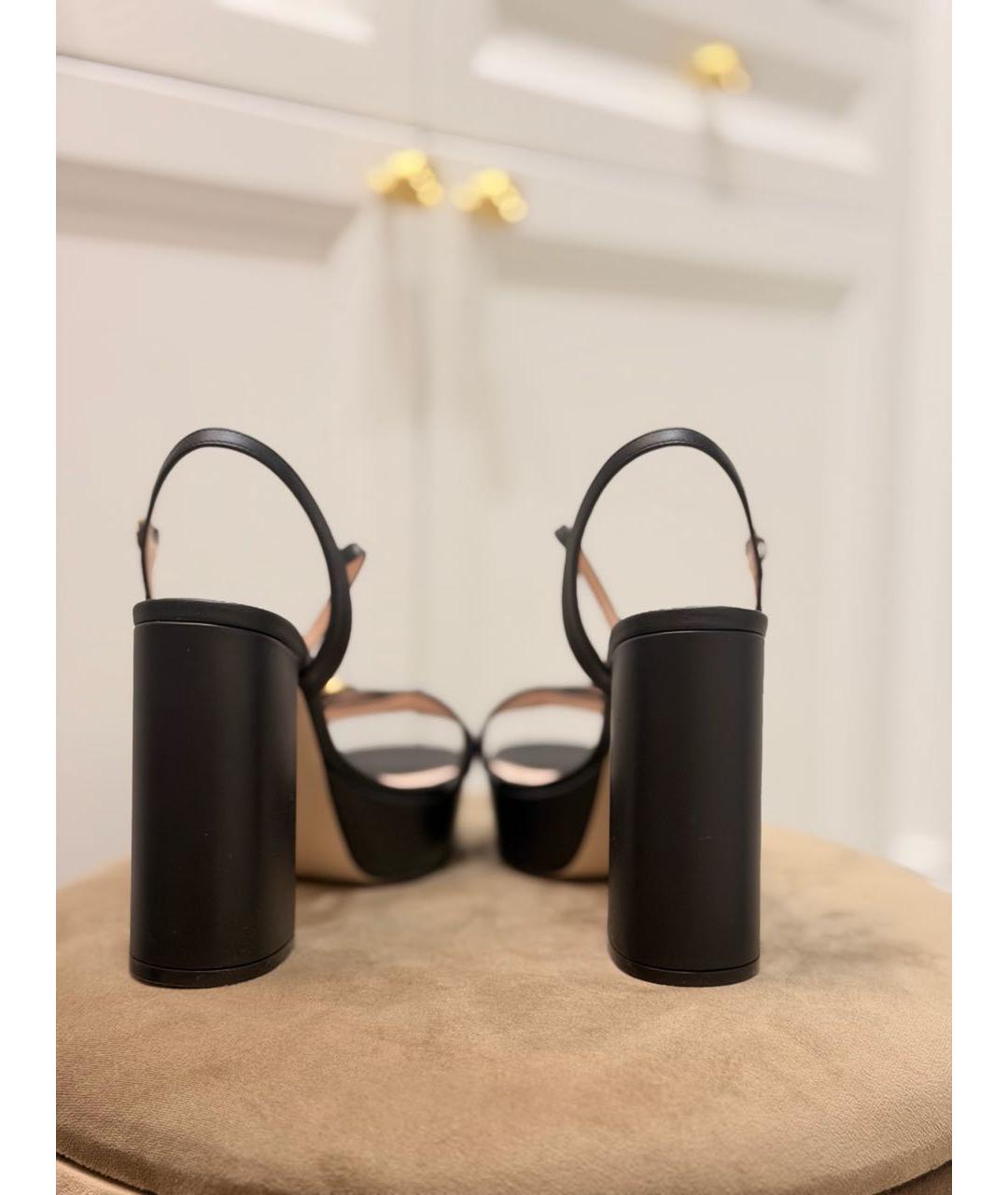 GUCCI Черные кожаные босоножки, фото 3