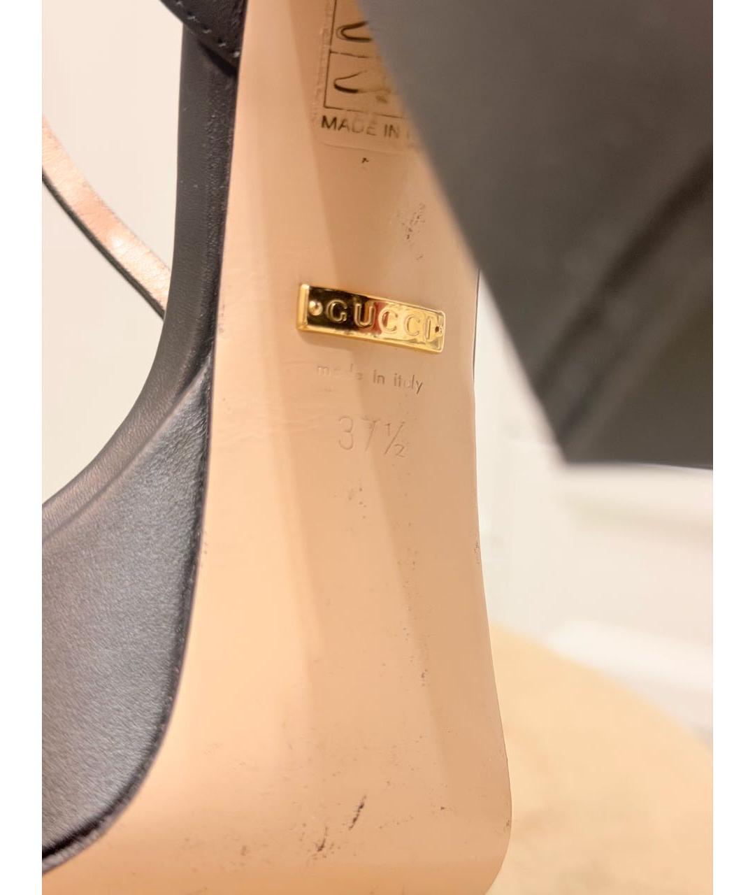 GUCCI Черные кожаные босоножки, фото 6