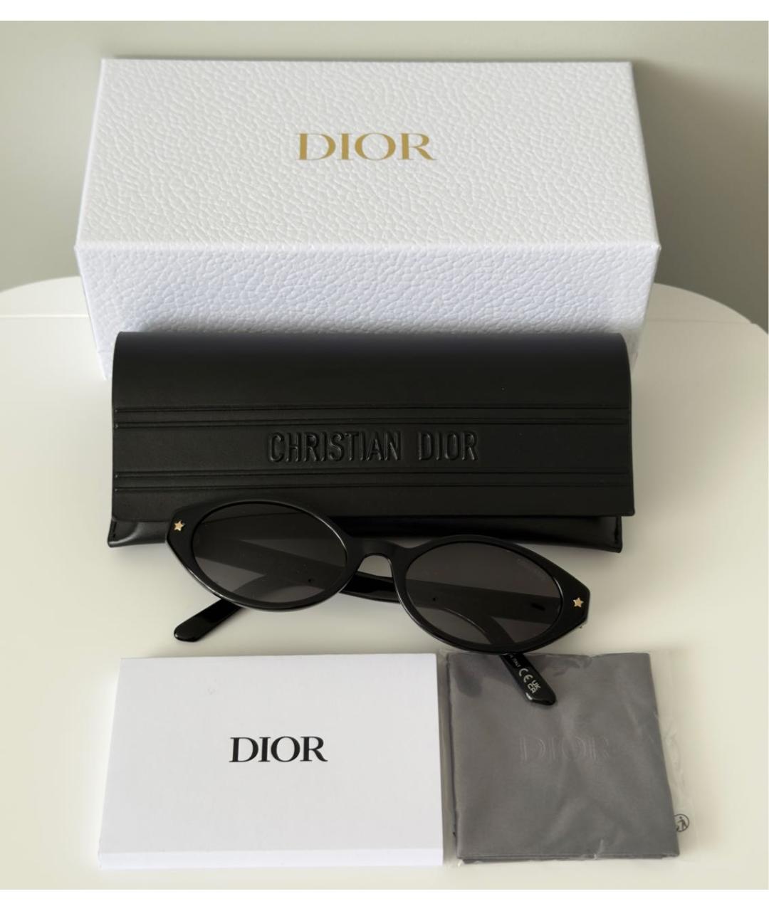 CHRISTIAN DIOR Черные пластиковые солнцезащитные очки, фото 8