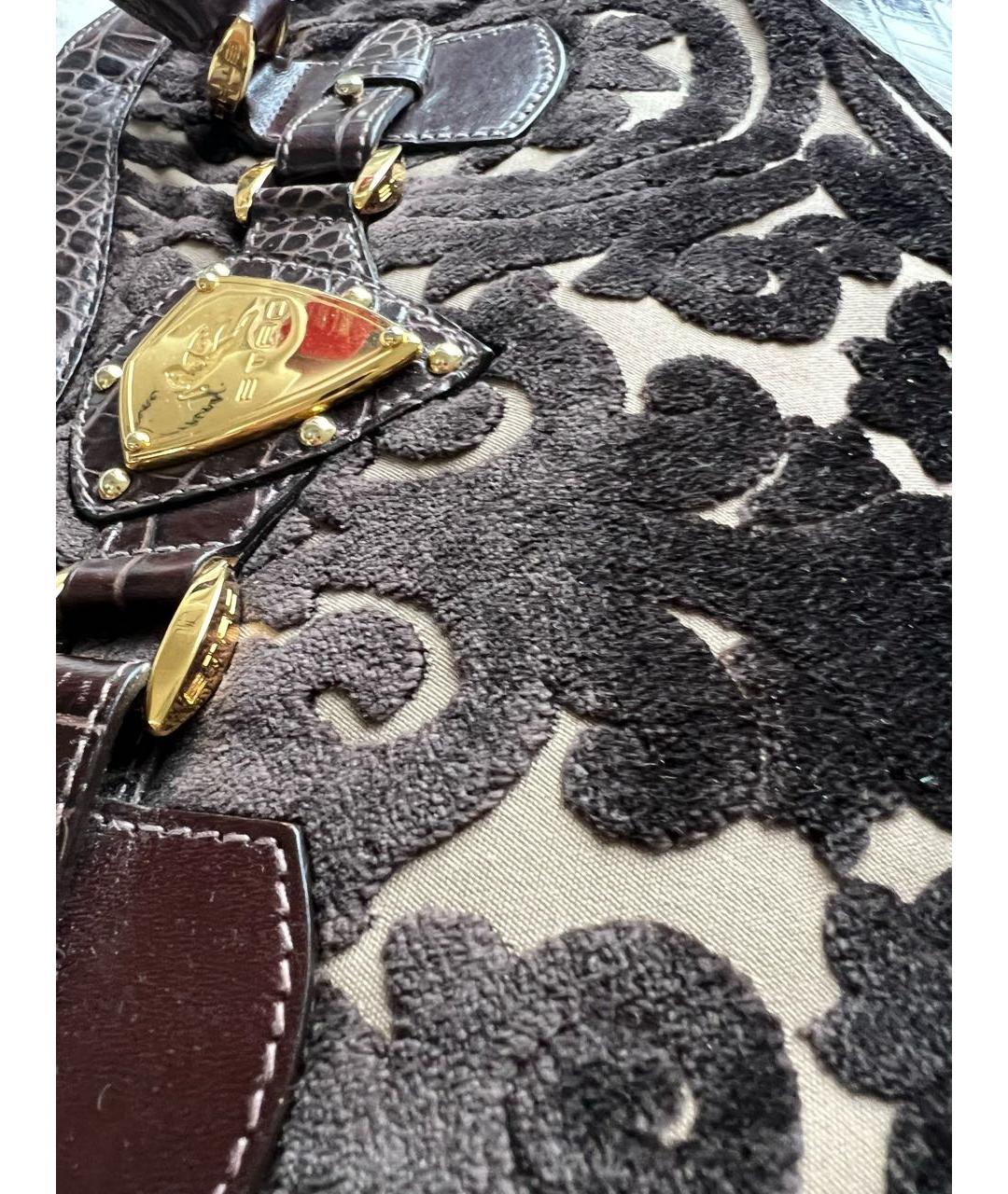 ETRO Коричневая тканевая сумка с короткими ручками, фото 7