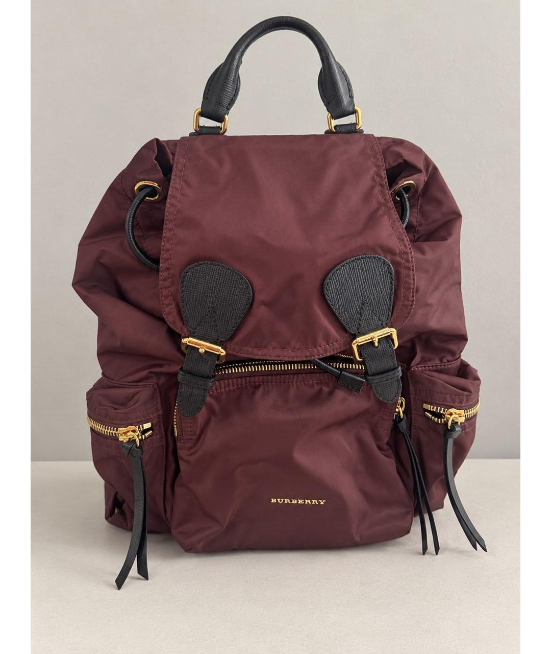 BURBERRY Бордовый нейлоновый рюкзак, фото 5