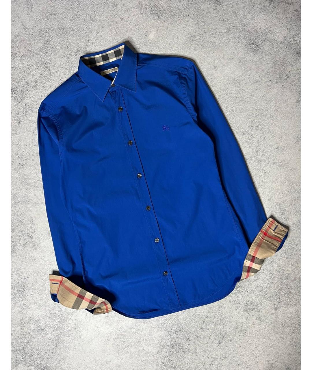 BURBERRY Синяя хлопковая классическая рубашка, фото 9