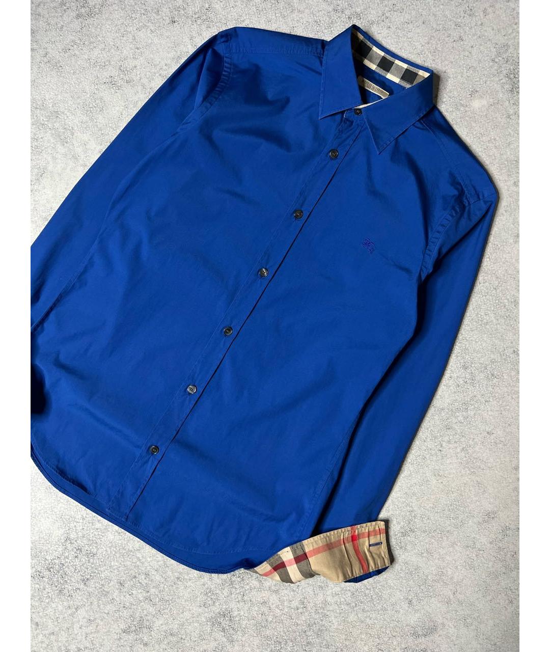 BURBERRY Синяя хлопковая классическая рубашка, фото 3