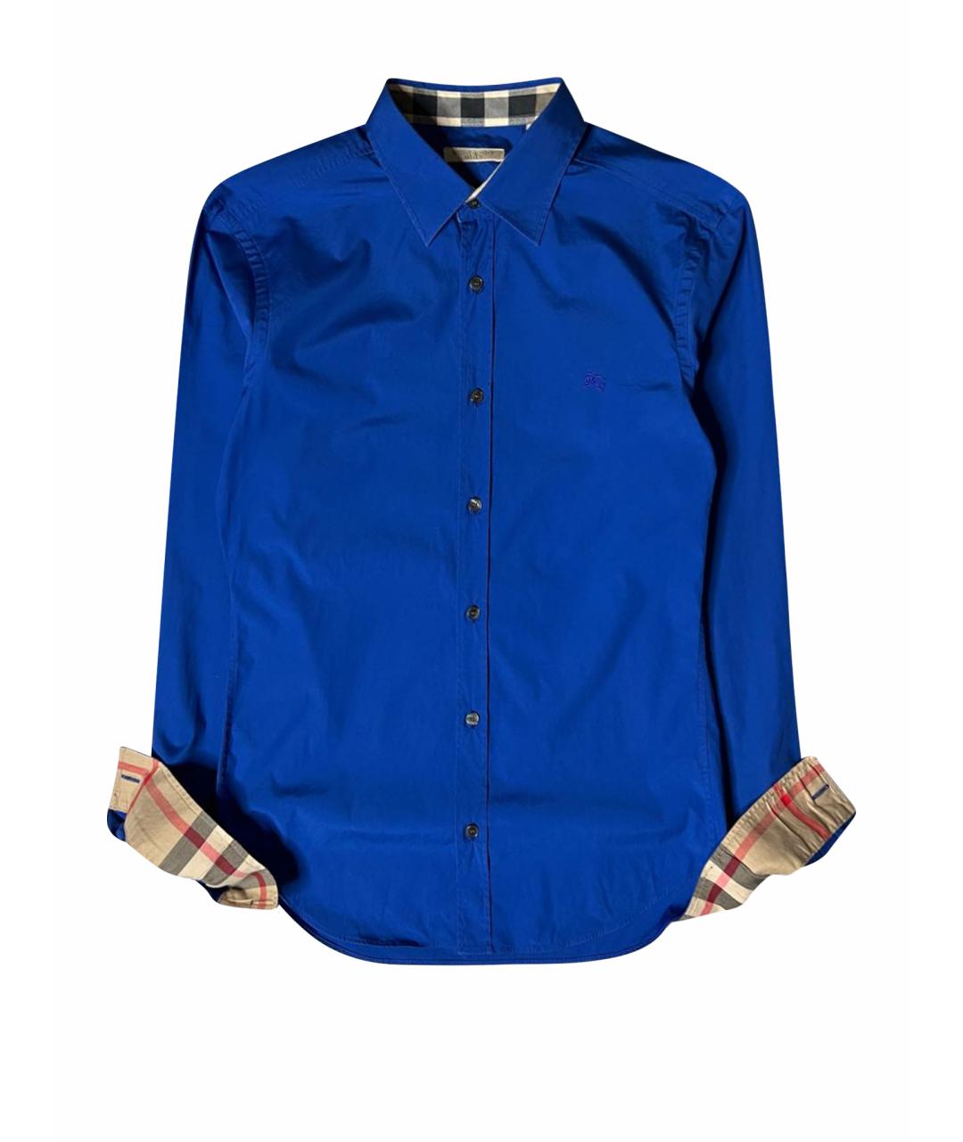BURBERRY Синяя хлопковая классическая рубашка, фото 1