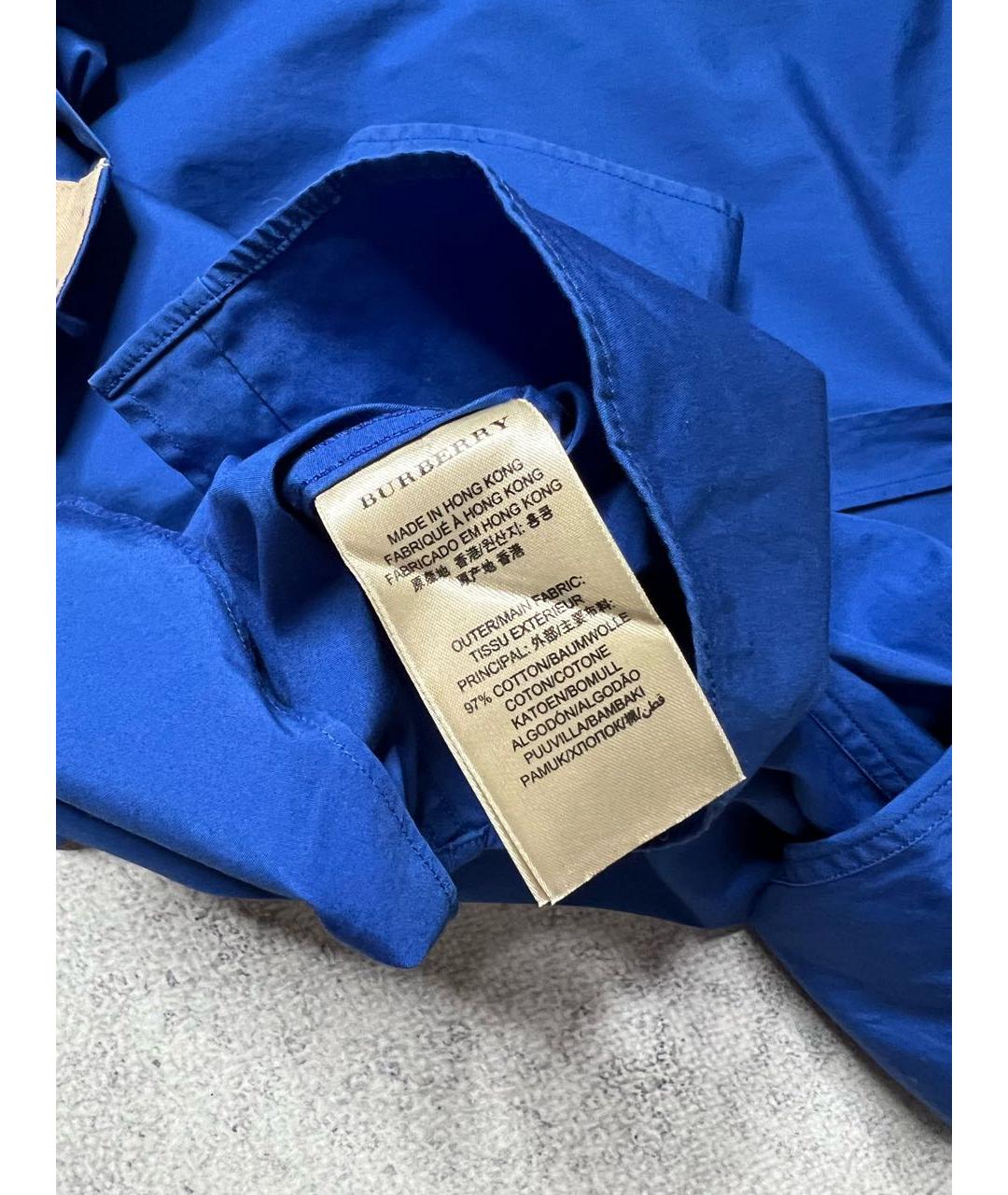 BURBERRY Синяя хлопковая классическая рубашка, фото 8