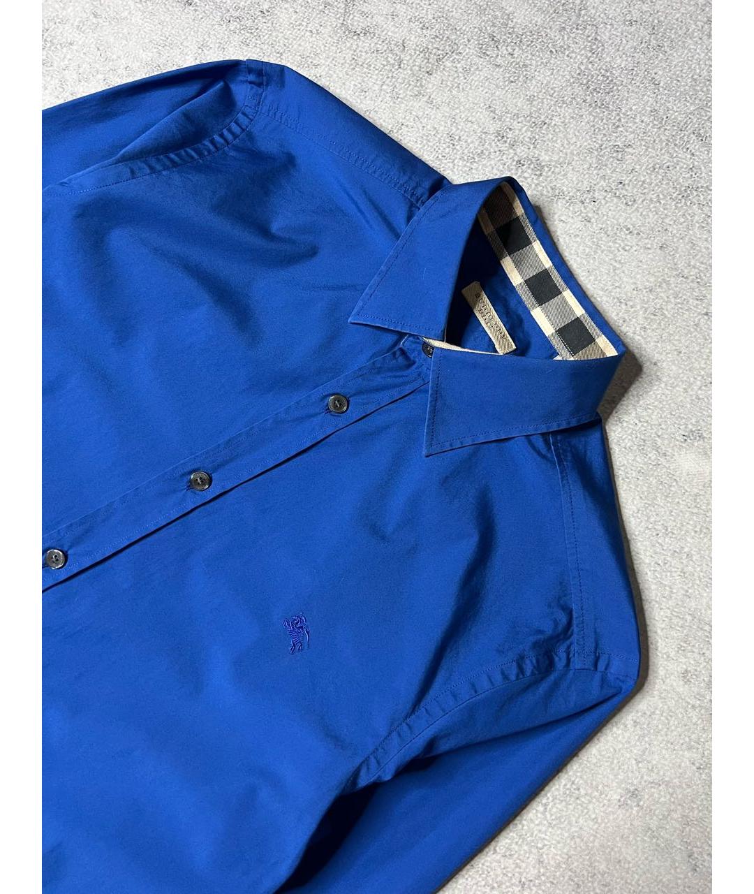 BURBERRY Синяя хлопковая классическая рубашка, фото 4