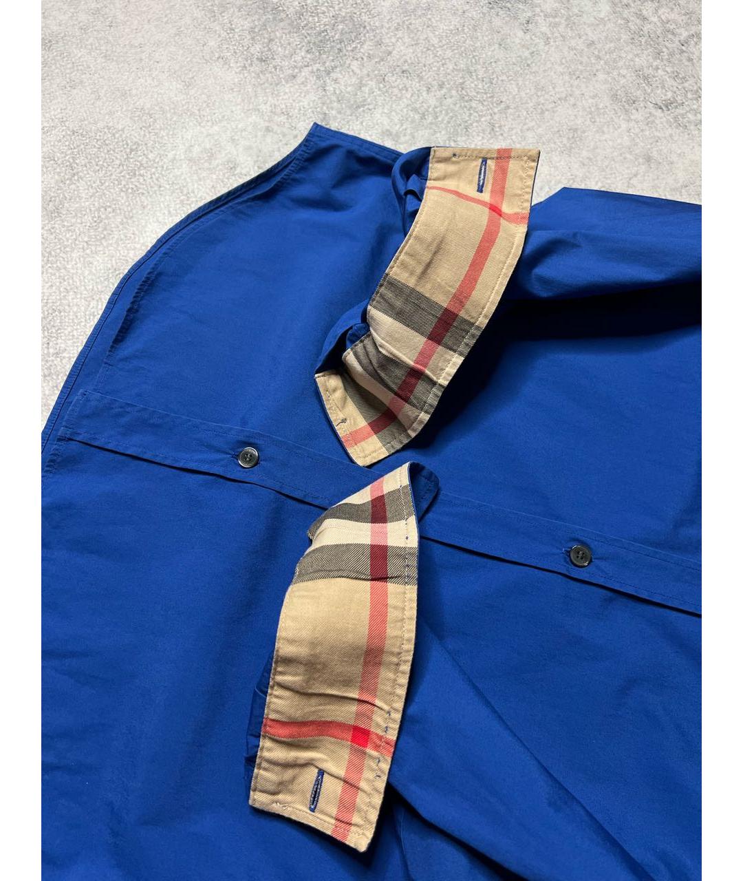 BURBERRY Синяя хлопковая классическая рубашка, фото 5