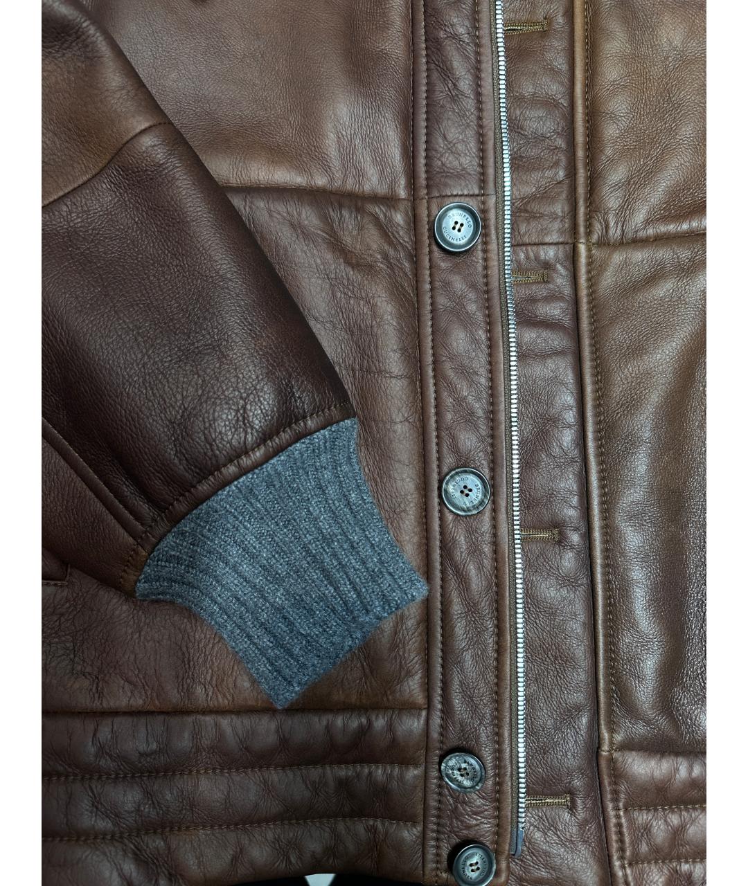 BRUNELLO CUCINELLI Коричневая кожаная дубленка/шуба, фото 4