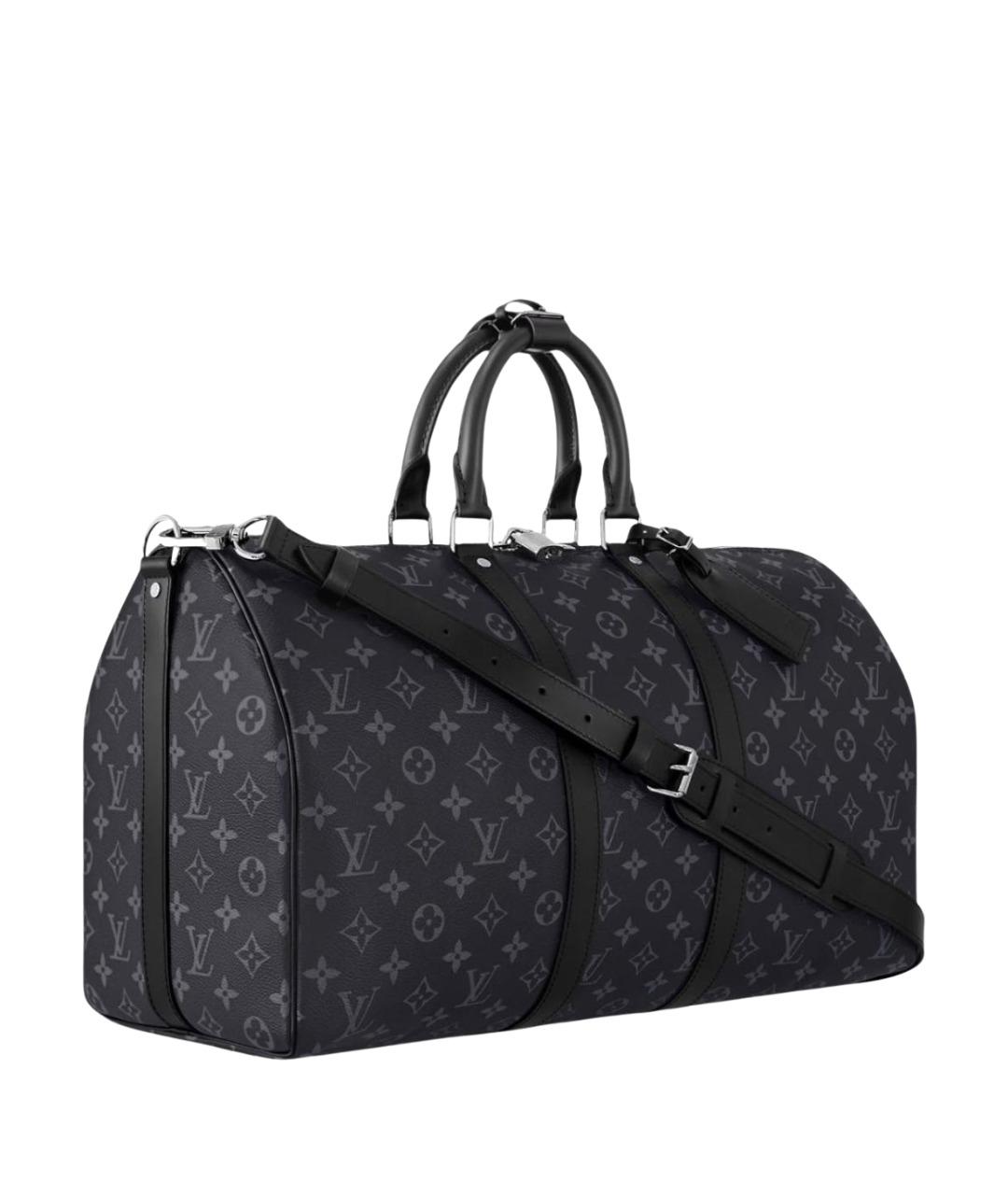 LOUIS VUITTON Черная дорожная/спортивная сумка из канвы, фото 1