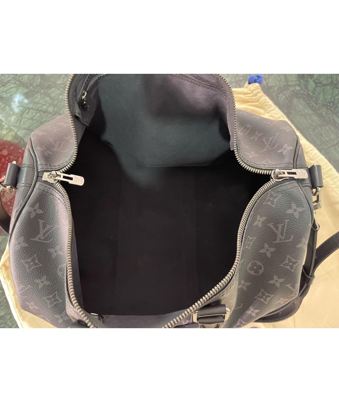 LOUIS VUITTON Черная дорожная/спортивная сумка из канвы, фото 4