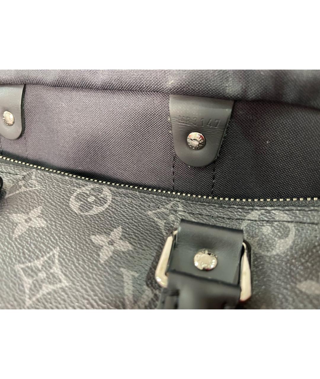 LOUIS VUITTON Черная дорожная/спортивная сумка из канвы, фото 8
