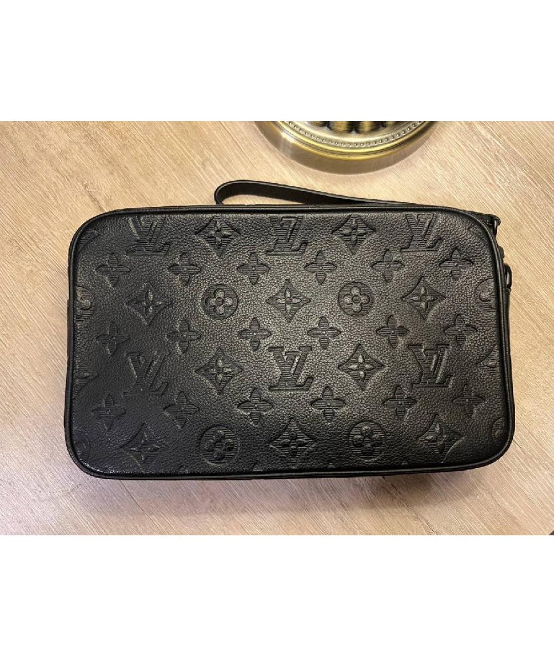 LOUIS VUITTON Черная кожаная барсетка, фото 10
