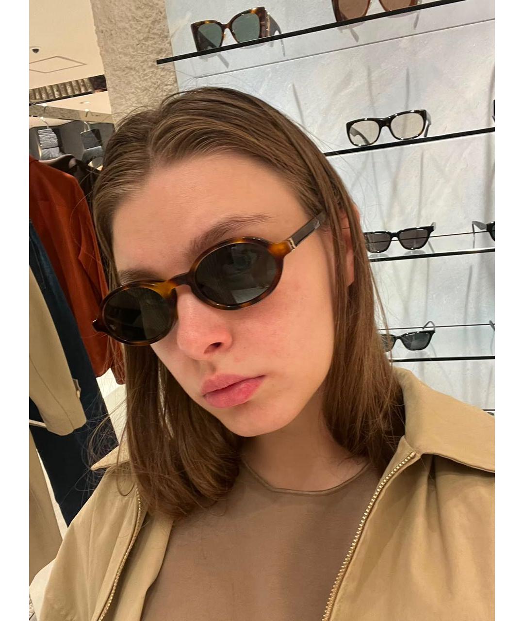 SAINT LAURENT Коричневые пластиковые солнцезащитные очки, фото 4