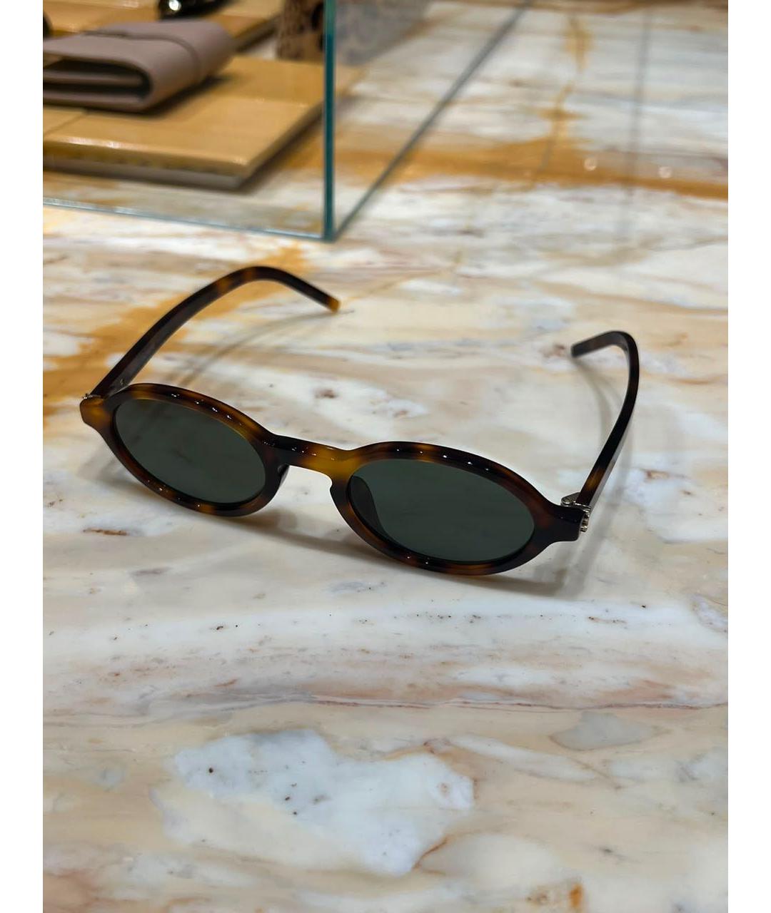 SAINT LAURENT Коричневые пластиковые солнцезащитные очки, фото 5