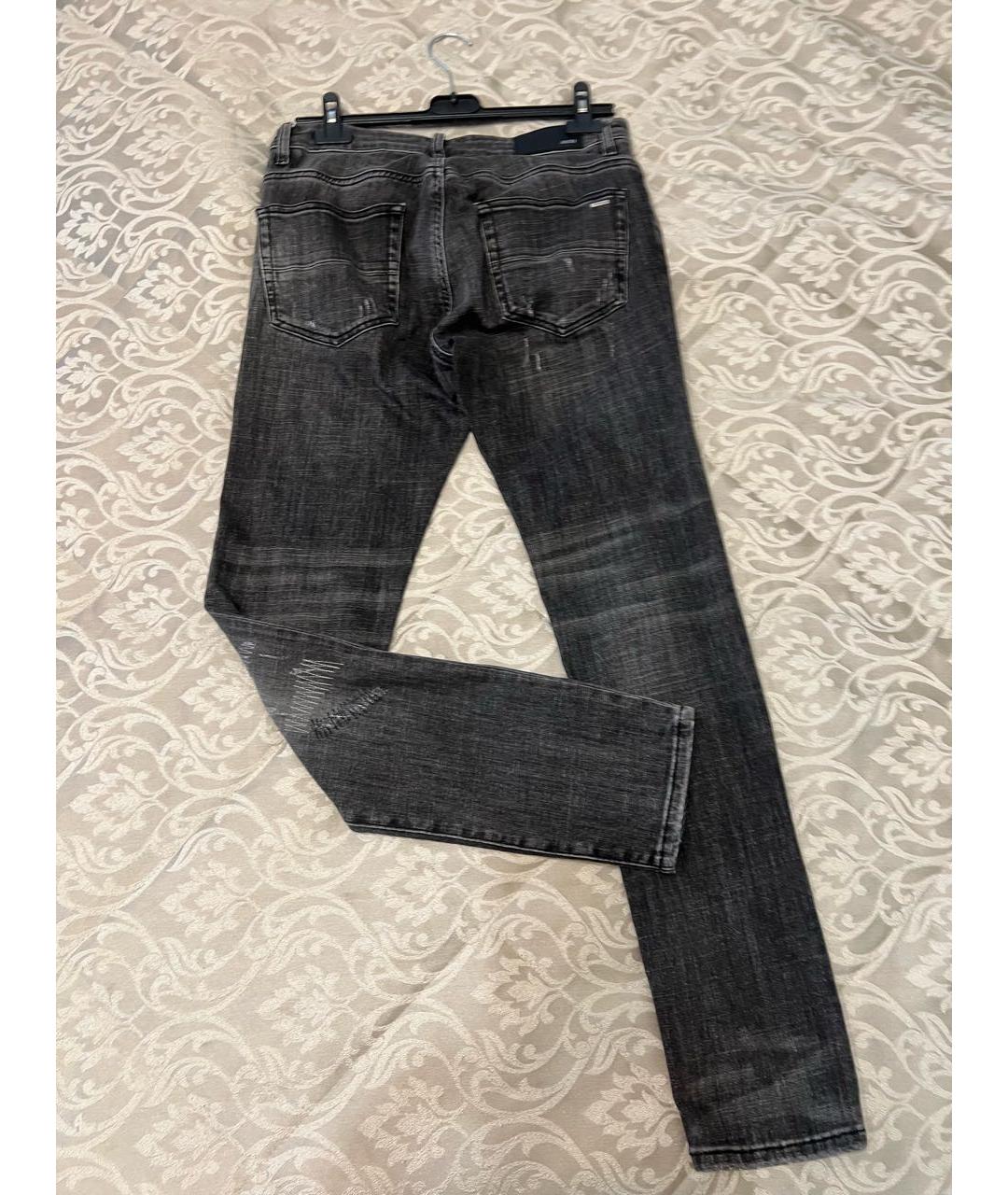 AMIRI Антрацитовые хлопко-эластановые джинсы скинни, фото 2