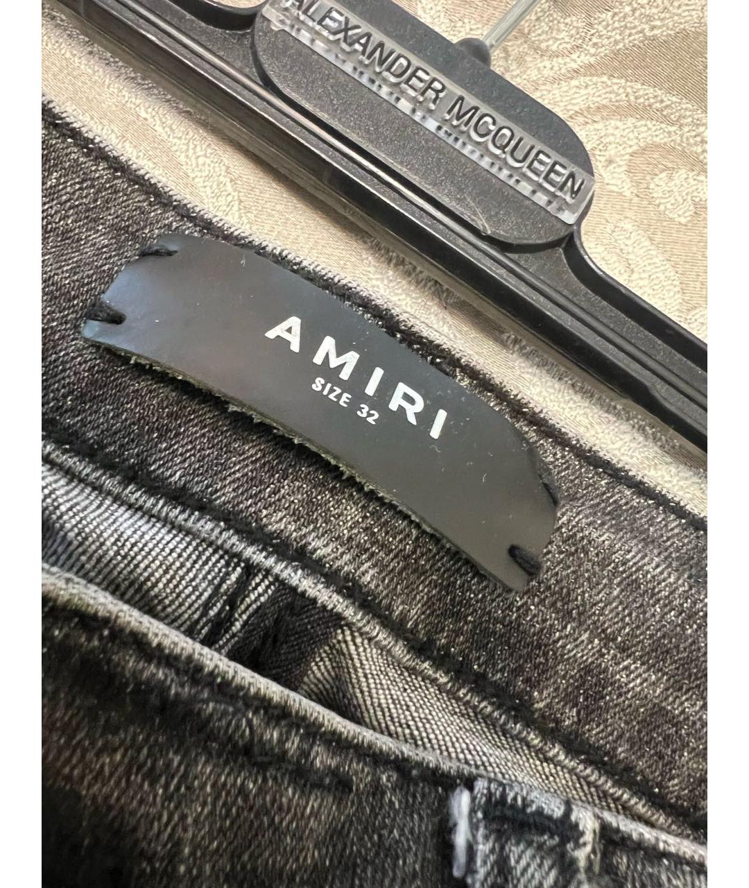 AMIRI Антрацитовые хлопко-эластановые джинсы скинни, фото 3
