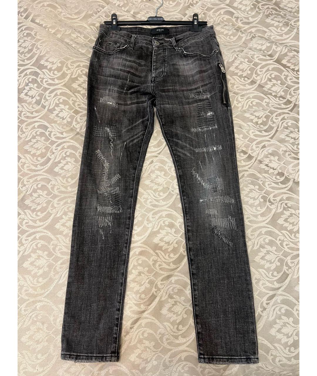 AMIRI Антрацитовые хлопко-эластановые джинсы скинни, фото 8